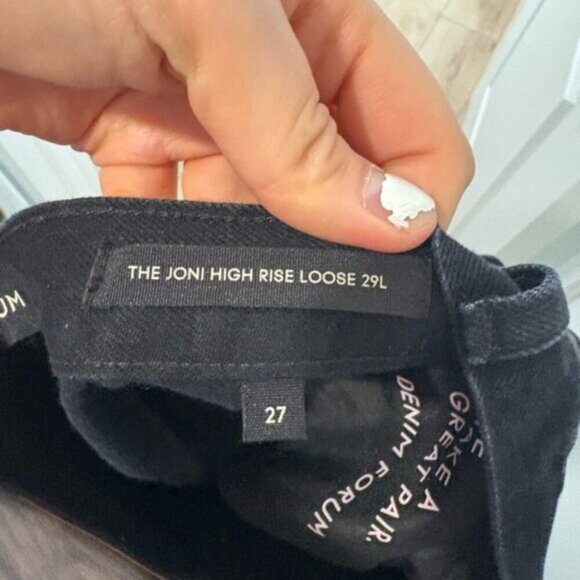 NWOT- DENIM FORUM - JONI HIGHRISE LOOSE BLACK JEANS - Picture 9 of 11